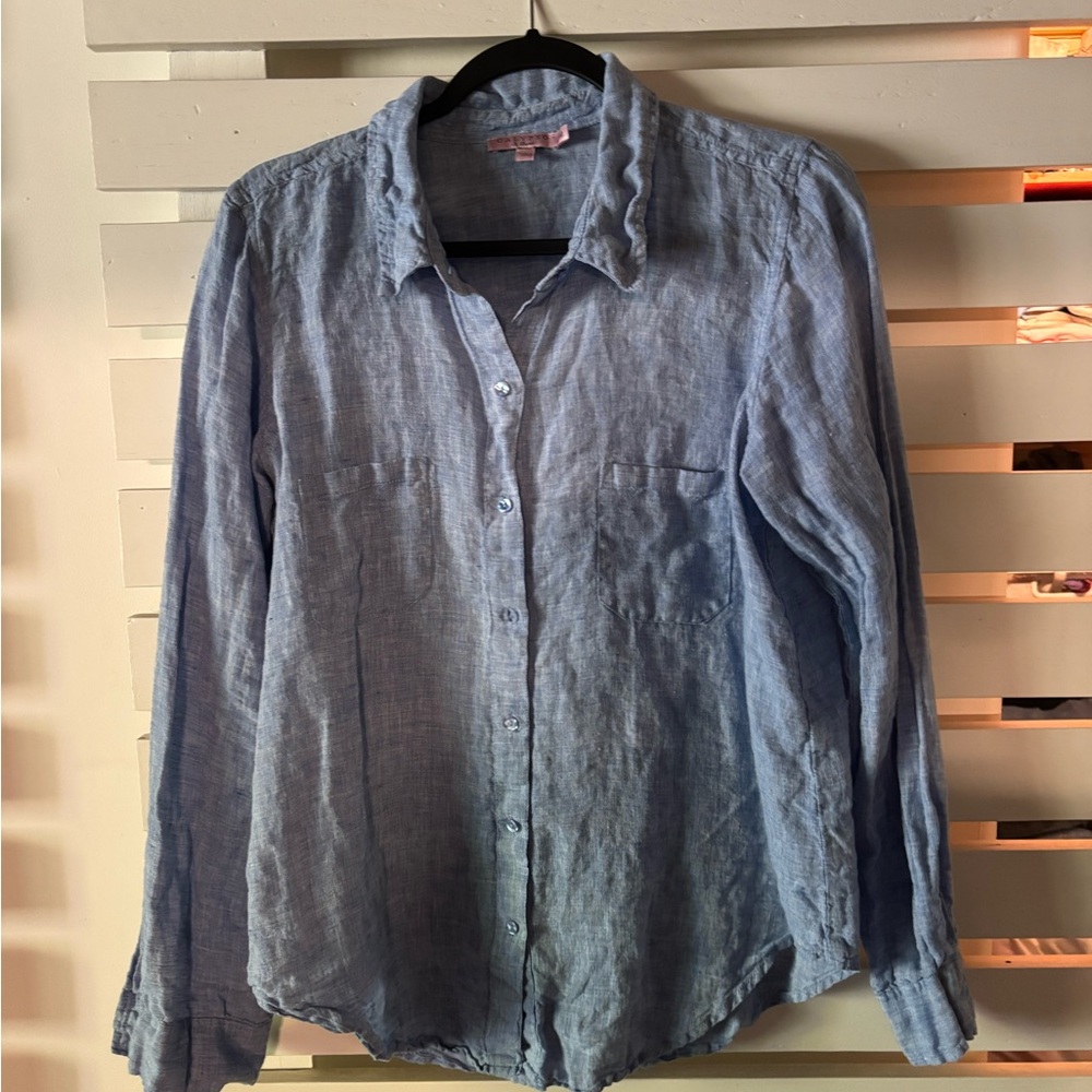 Calypso St. Barth Light Blue Linen Button-Down Shirt